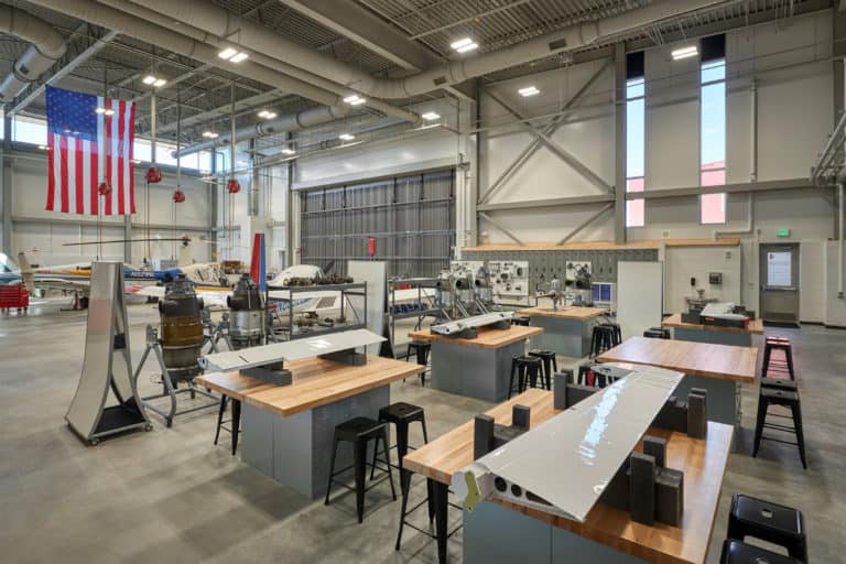 Cherry Creek Innovation Center Polished Concrete Airplane Hangar