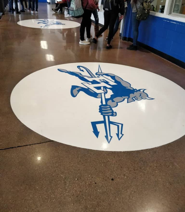 Fort Lupton High School - Polished Concrete Floor with Mascot Logos